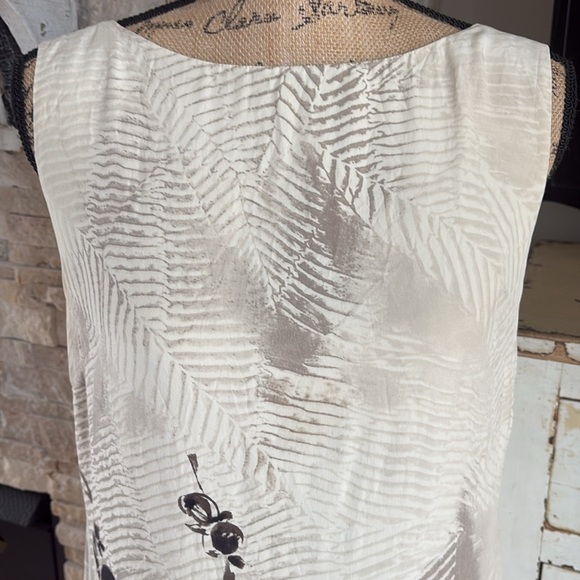 Max Mara sleeveless lined sheath dress cream with black and brown flowers - Picture 2 of 16